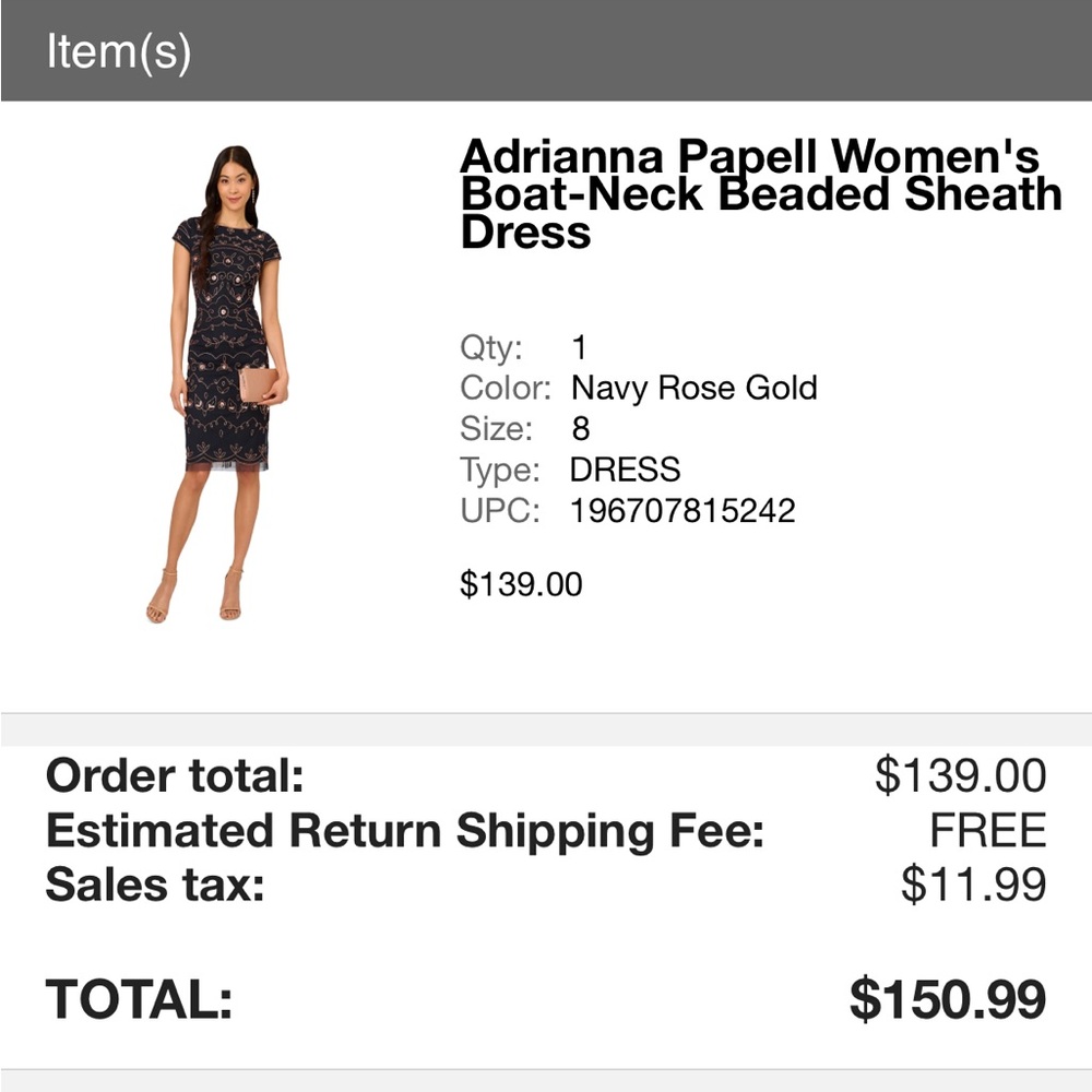 Adrianna Papell Rose Gold Beaded Midi Dress